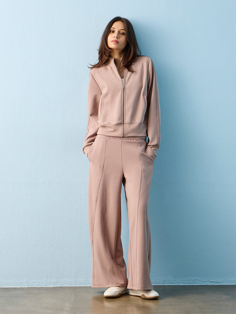 Nuoflexx Taupe Stripe-Detailed Jacket