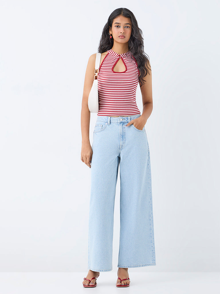 Nuon Light Blue Solid High-Rise Jeans