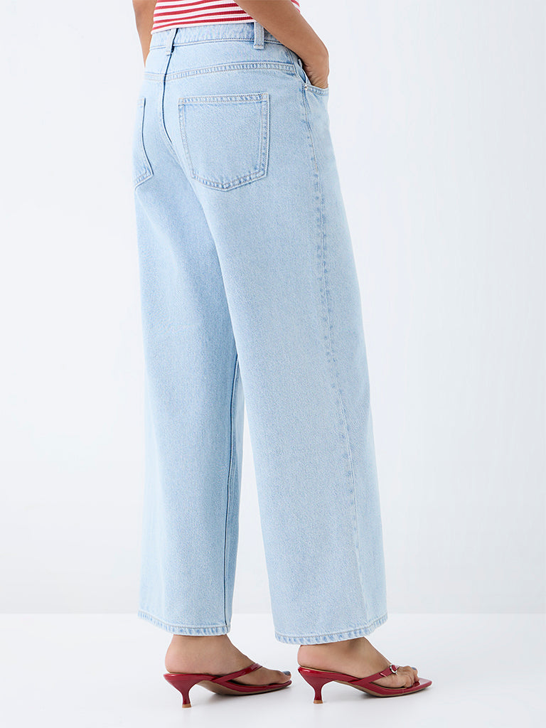 Nuon Light Blue Solid High-Rise Jeans