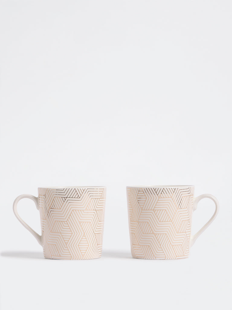 Westside Home White Geometric Pattern Mug