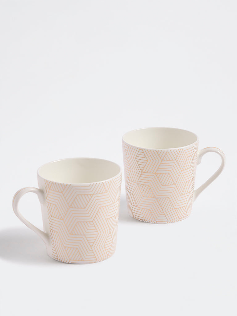 Westside Home White Geometric Pattern Mug