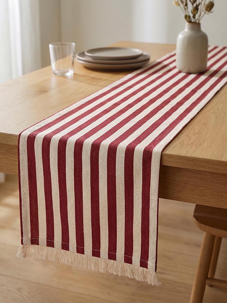 Westside Home Red Stripe Printed Table Runner