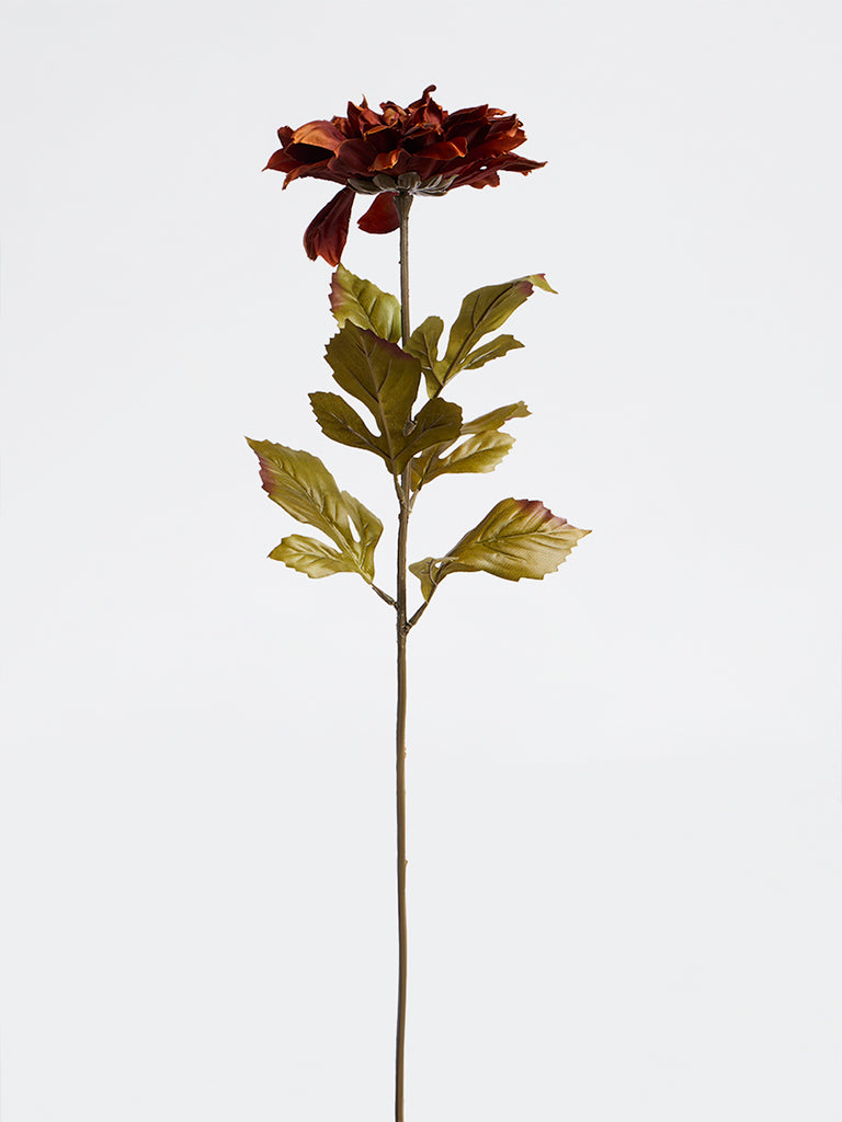 Westside Home Rust Artificial Dahlia Flower Stem