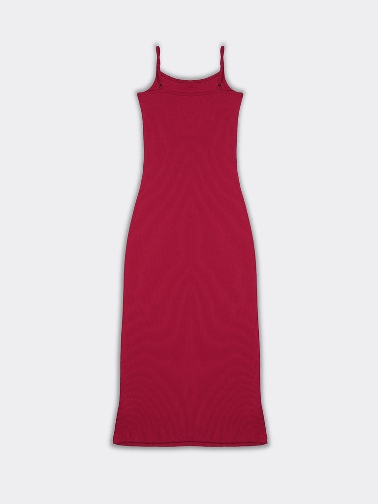 Superstar Red Ribbed Cotton-Blend Straight Lounge Dress