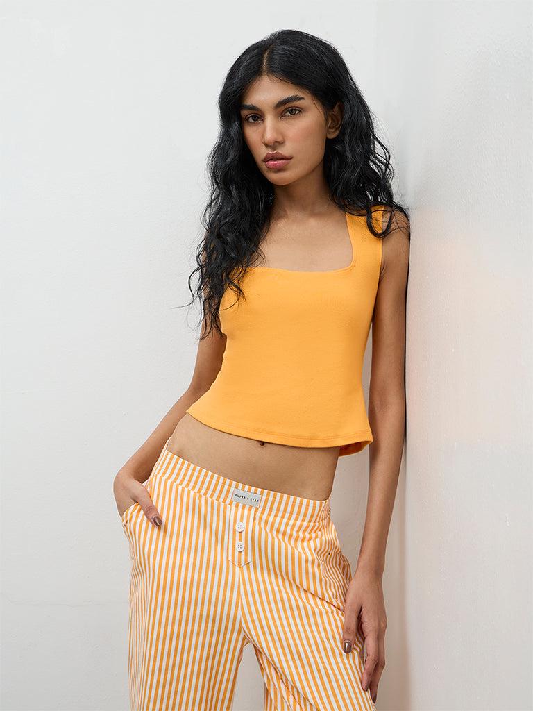 Superstar Orange Cotton-Blend Top