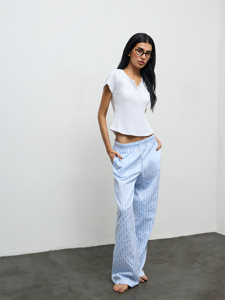 Superstar White Ribbed Cotton-Blend T-Shirt
