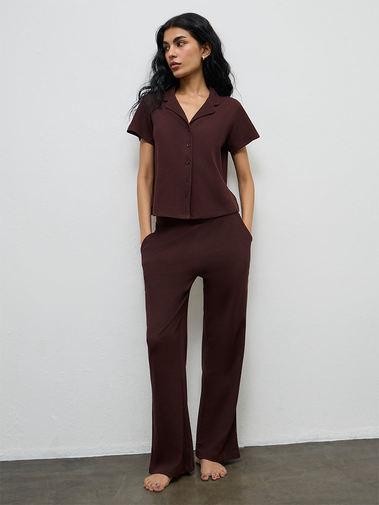 Superstar Brown Textured Cotton Shirt