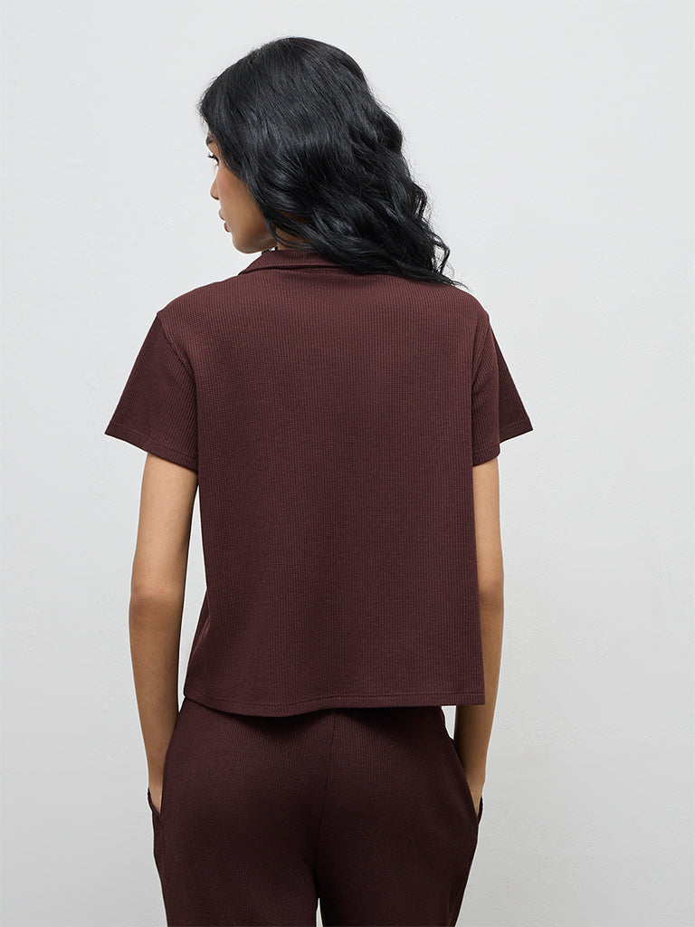 Superstar Brown Textured Cotton Shirt