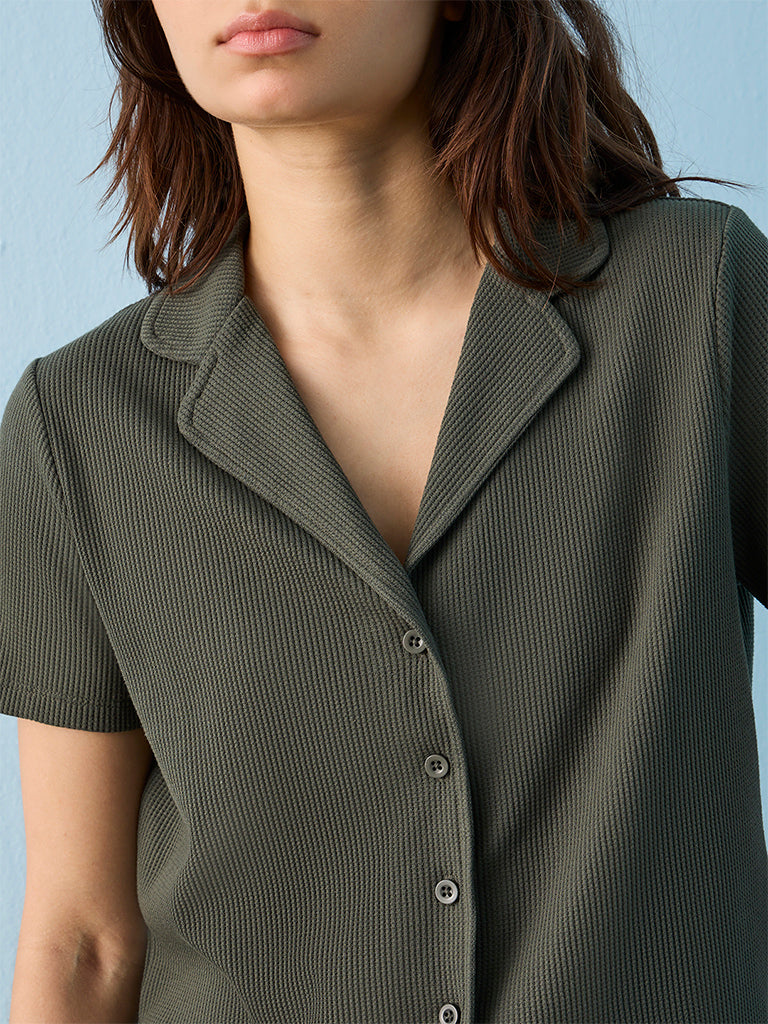 Superstar Olive Waffle-Textured Shirt