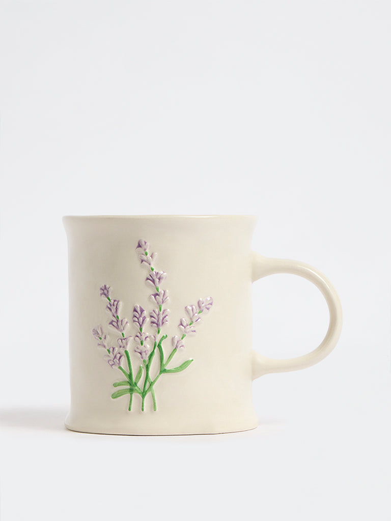 Westside Home Off-White Lavender Design Mug