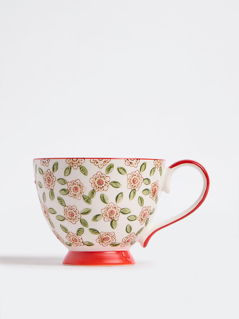 Westside Home Red Floral Pattern Mug