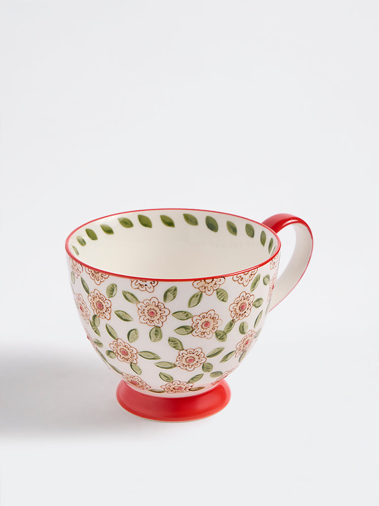 Westside Home Red Floral Pattern Mug