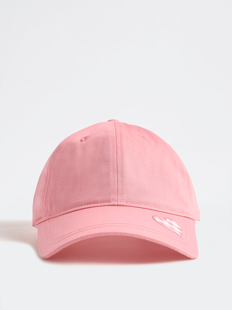 Westside Accessories Pink Heart Embroidered Cap