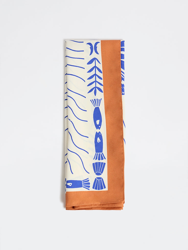 Westside Accessories Blue Shell Printed Scarf