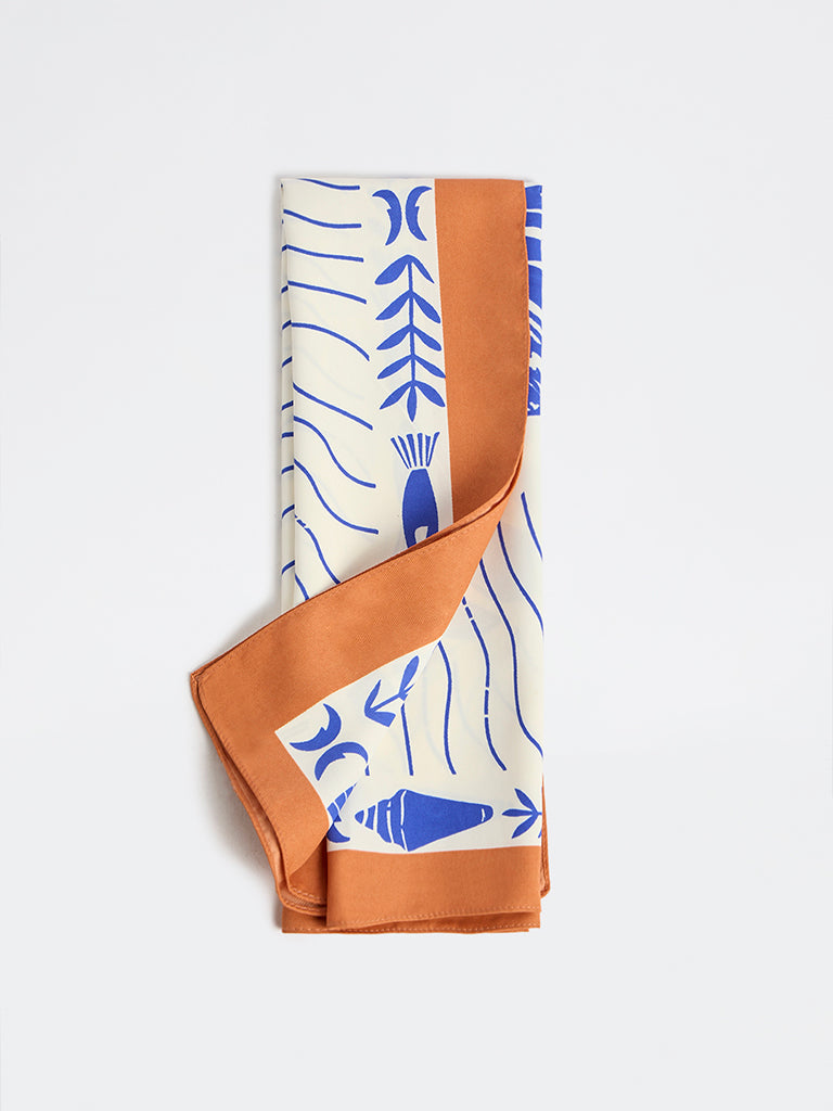Westside Accessories Blue Shell Printed Scarf
