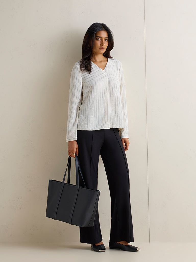 Wardrobe Off-White Striped Blouse