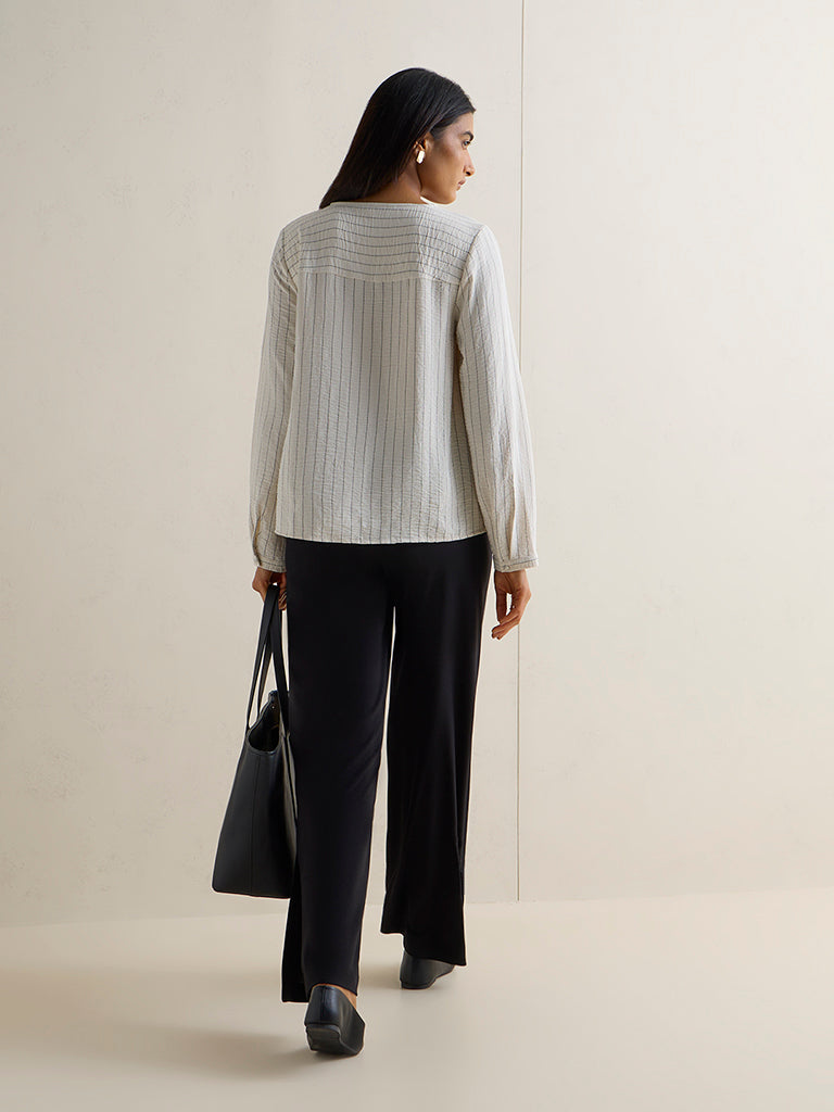 Wardrobe Off-White Striped Blouse
