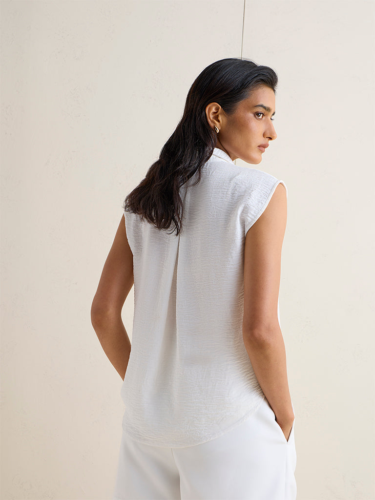 Wardrobe Ivory Crinkle-Textured Blouse