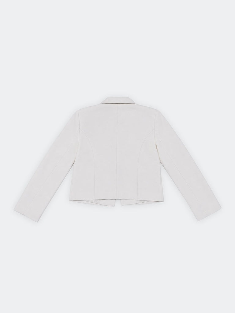 Wardrobe Ivory Solid Cotton-Blend Blazer