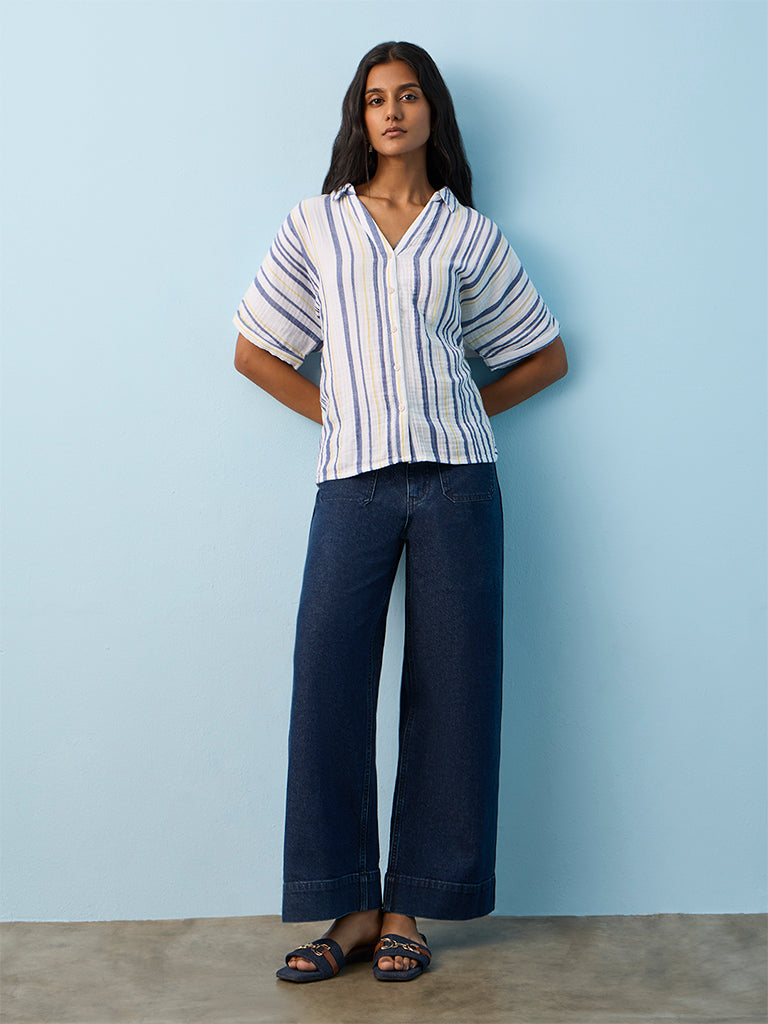 LOV Dusty Blue Striped Shirt