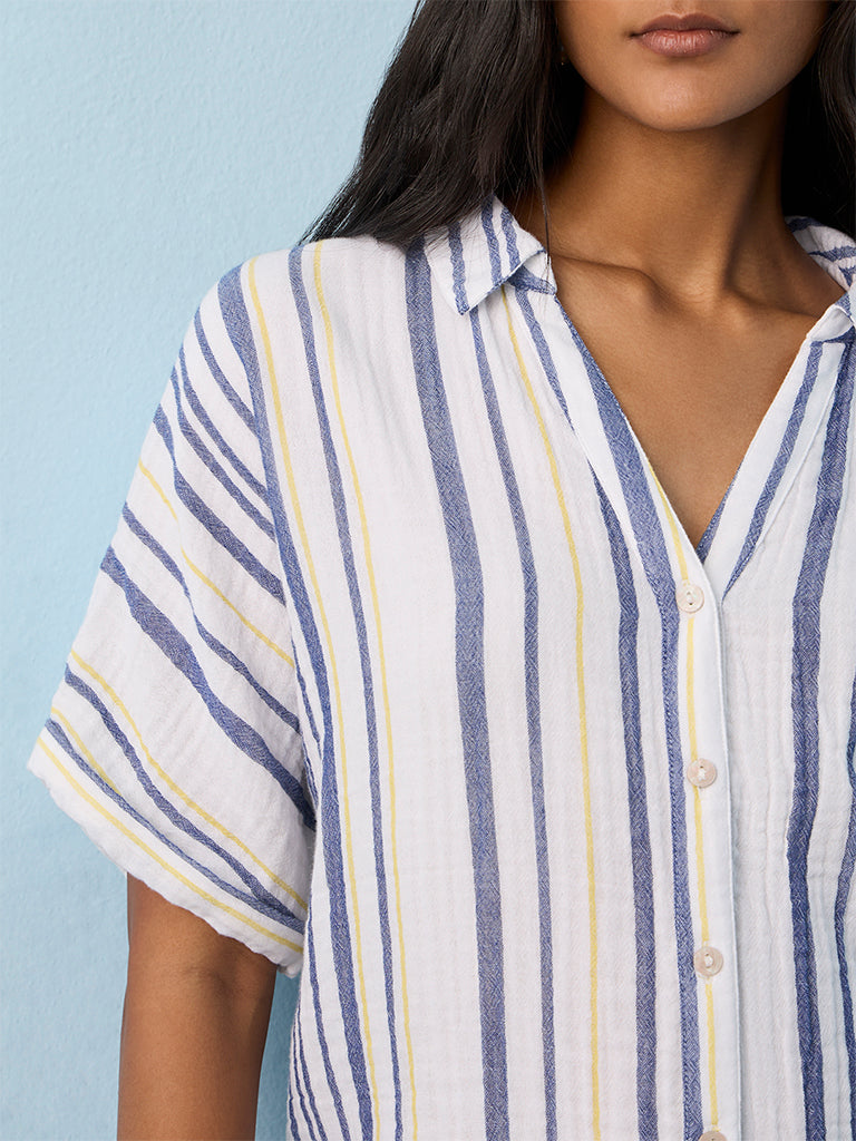 LOV Dusty Blue Striped Shirt