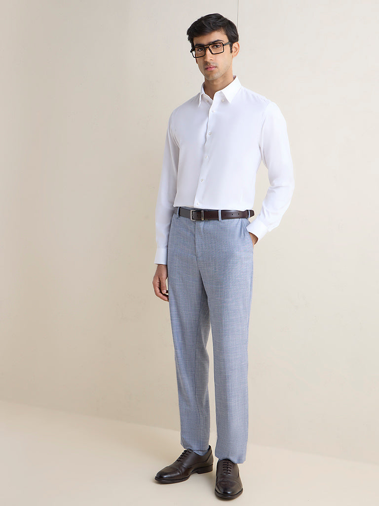 WES Formals White Relaxed-Fit Cotton Shirt