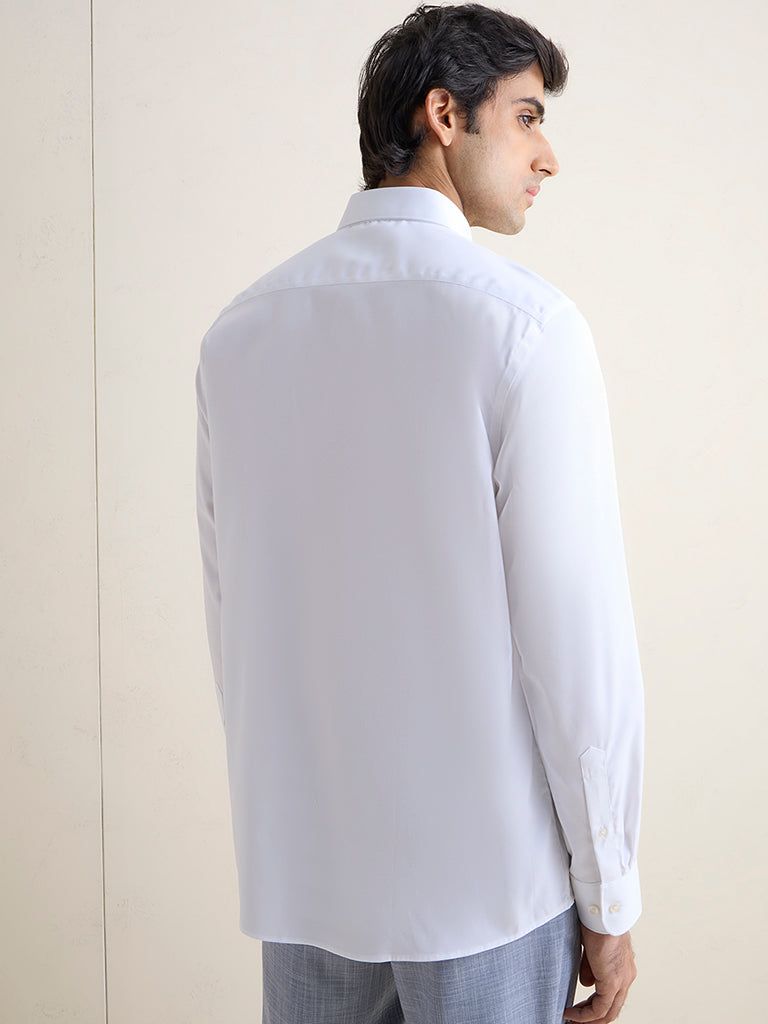 WES Formals White Relaxed-Fit Cotton Shirt