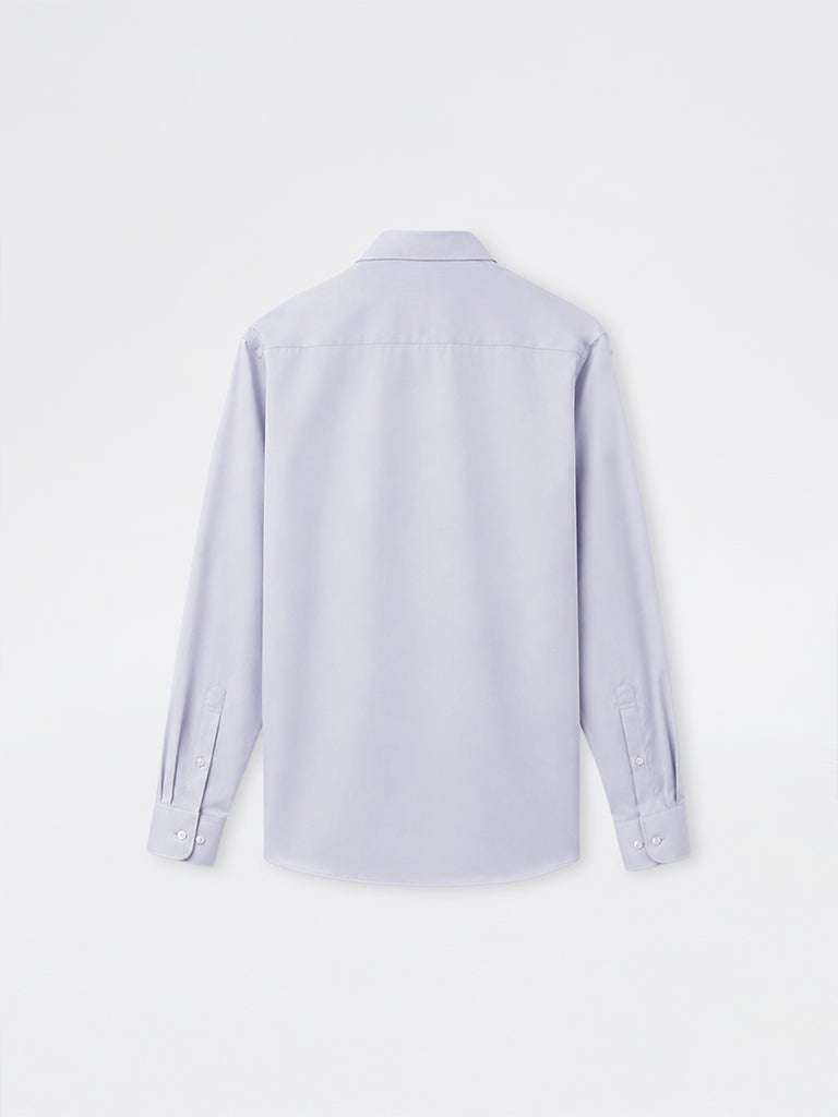 WES Formals Grey Solid Slim-Fit Cotton Shirt