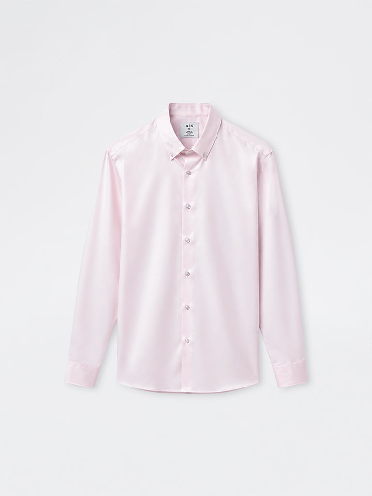 WES Formals Pink Solid Slim-Fit Cotton Shirt