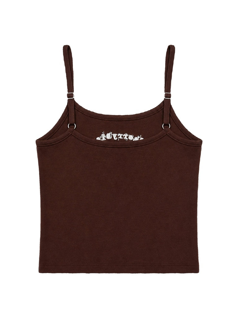 Y&F Kids Girls Brown Graphic Printed Cotton-Blend Top