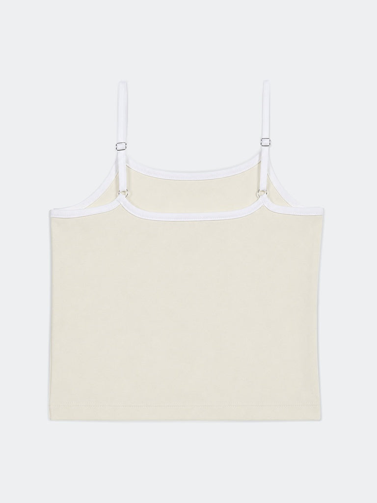 Y&F Kids Girls Yellow Printed Cotton-Blend Camisole Top