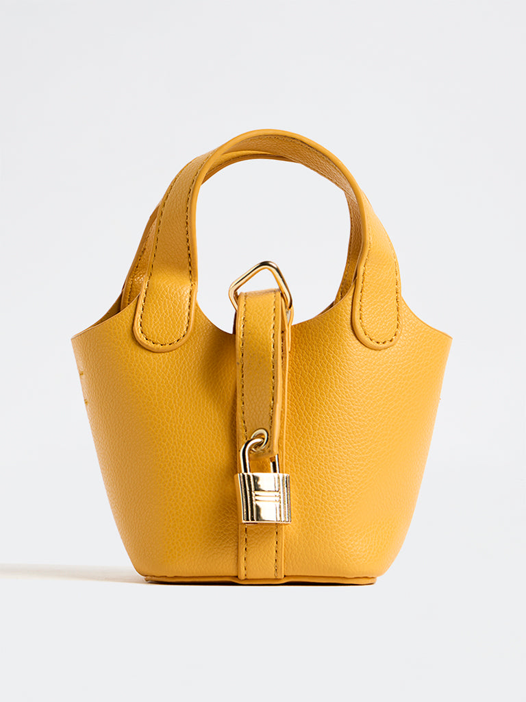 Westside Mustard Textured Bucket Sling Bag