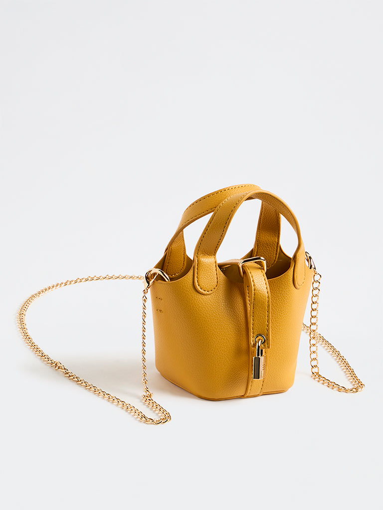 Westside Mustard Textured Bucket Sling Bag