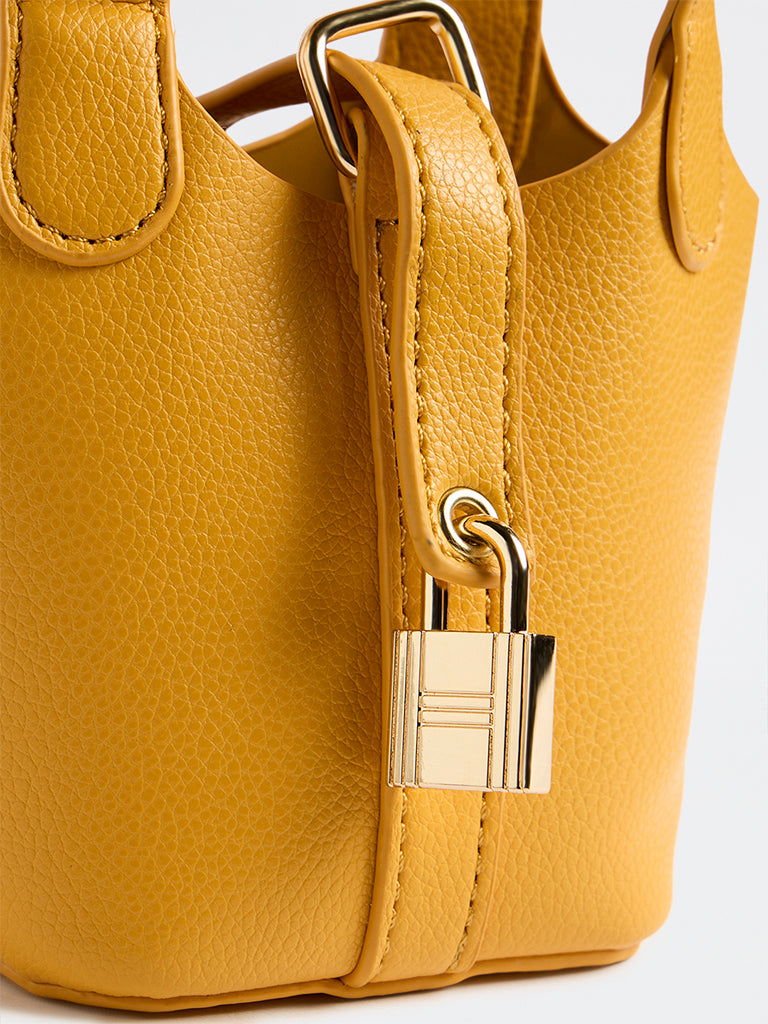 Westside Mustard Textured Bucket Sling Bag