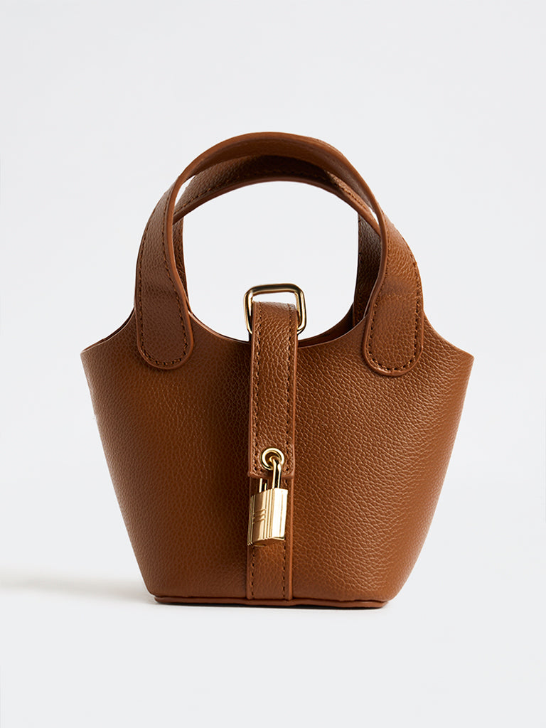 Westside Accessories Brown Textured Bucket Sling Bag