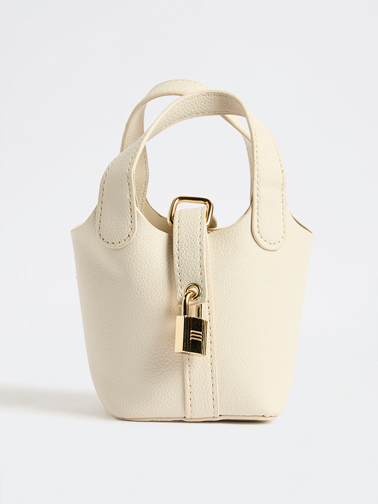Westside Accessories Off-White Textured Bucket Sling Bag