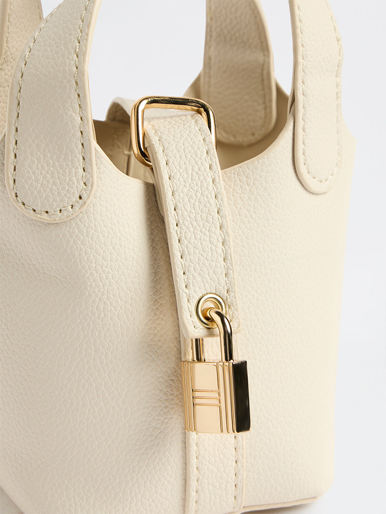 Westside Accessories Off-White Textured Bucket Sling Bag