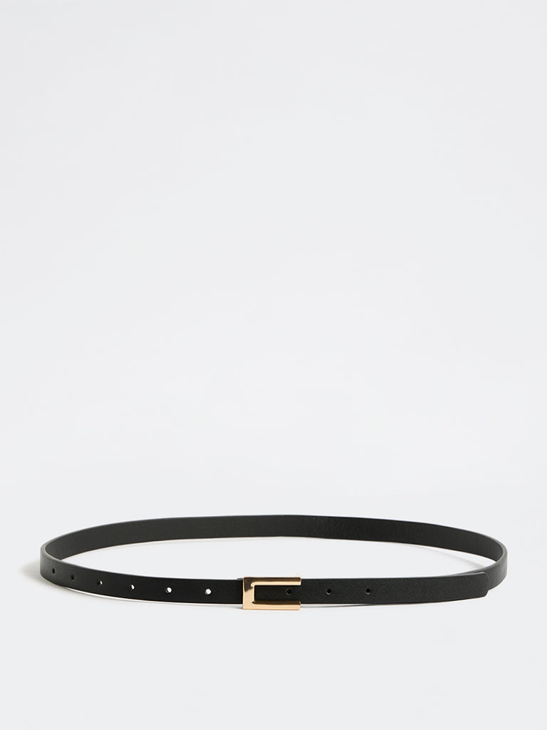 Westside Accessories Black Rectangular-Buckle Belt