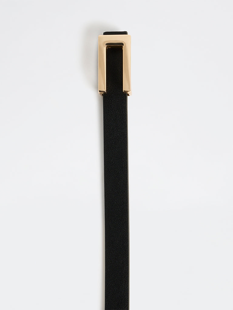 Westside Accessories Black Rectangular-Buckle Belt