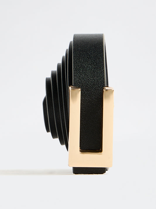 Westside Accessories Black Rectangular-Buckle Belt