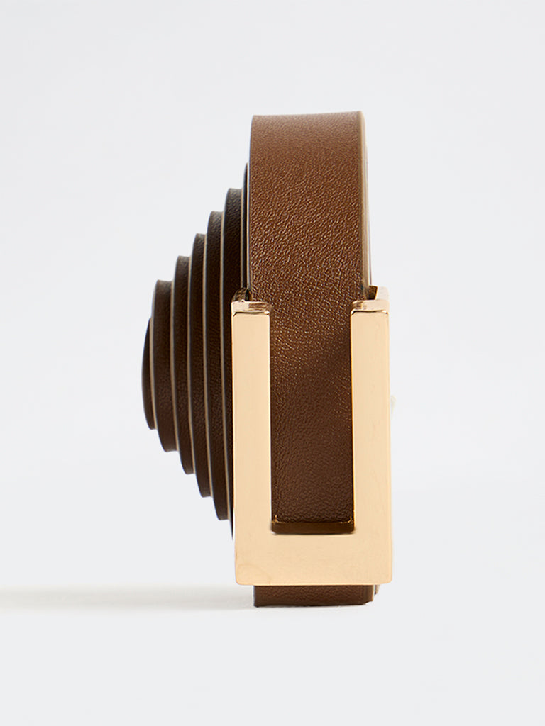 Westside Accessories Brown Rectangular-Buckle Belt
