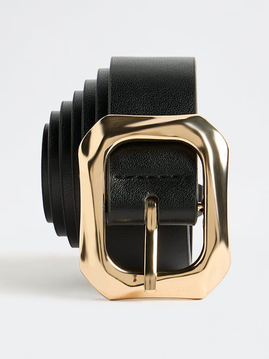 Westside Accessories Black Square Puff Buckle Belt