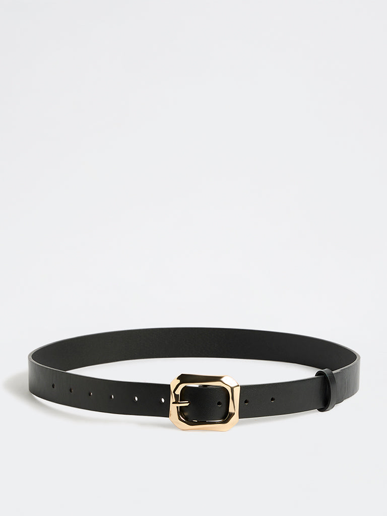 Westside Accessories Black Square Puff Buckle Belt