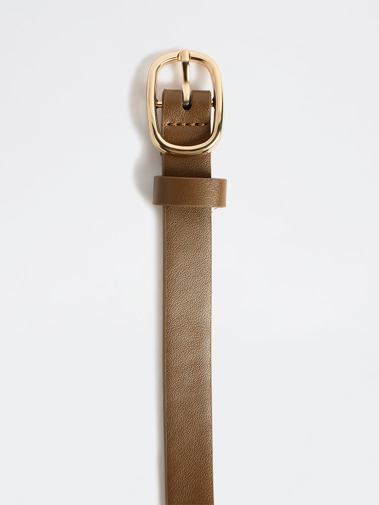 Westside Accessories Brown Oval-Buckle Belt