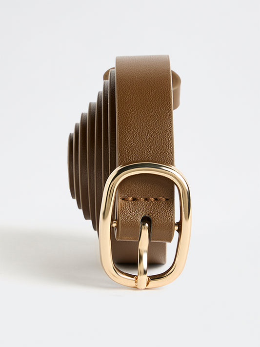 Westside Accessories Brown Oval-Buckle Belt