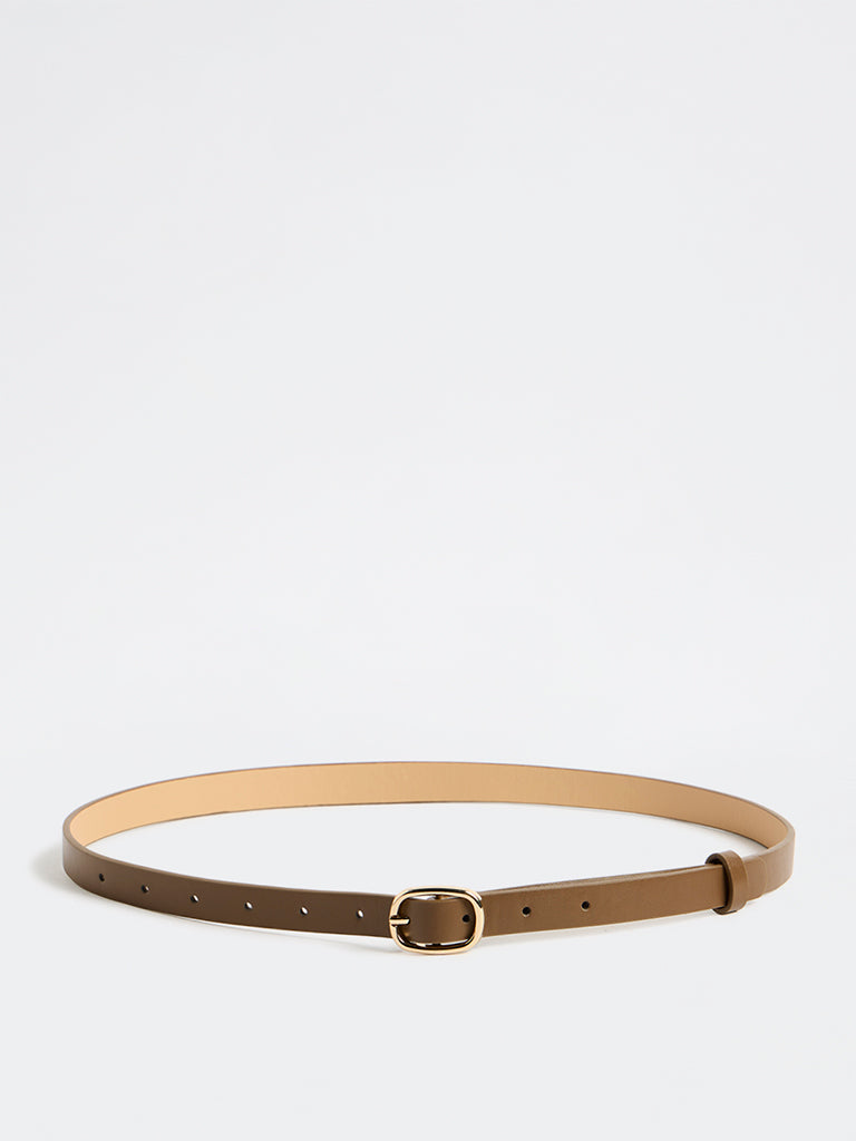 Westside Accessories Brown Oval-Buckle Belt