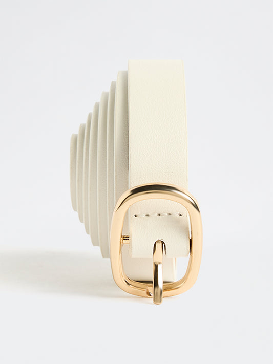 Westside Accessories Off-White Oval-Buckle Belt