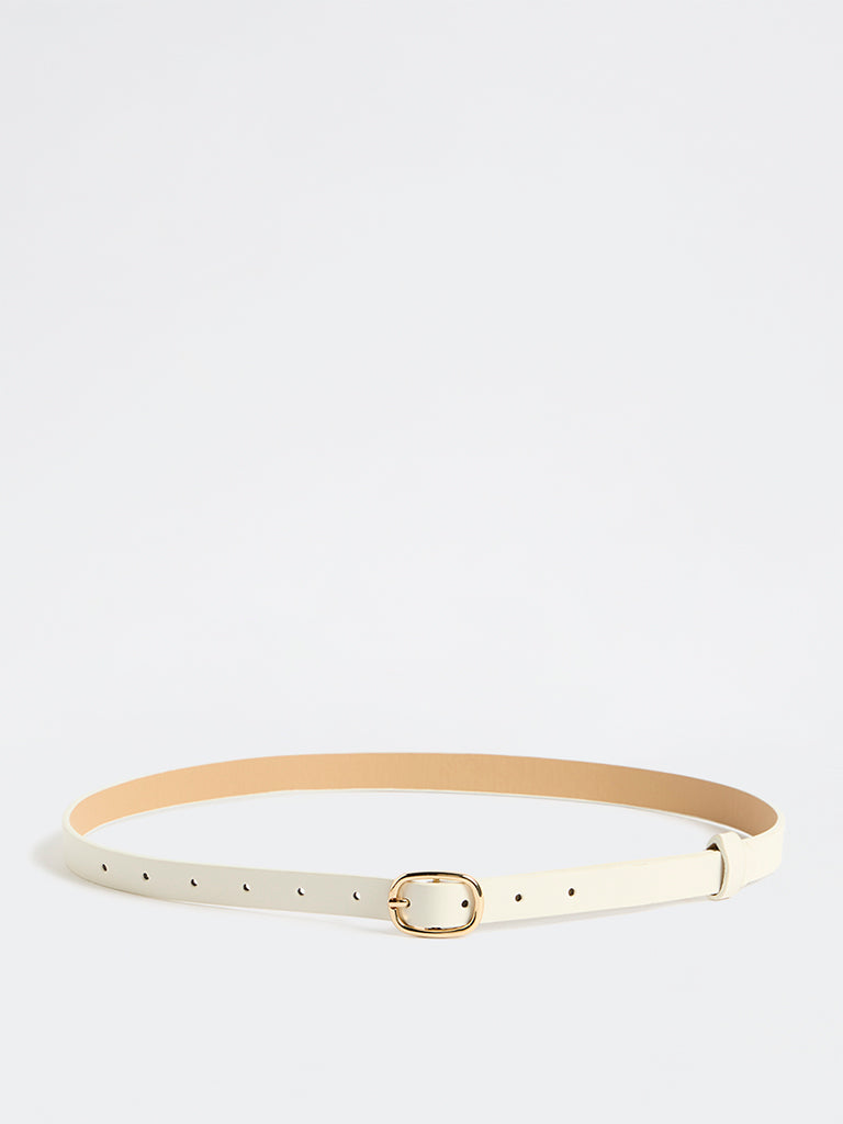 Westside Accessories Off-White Oval-Buckle Belt