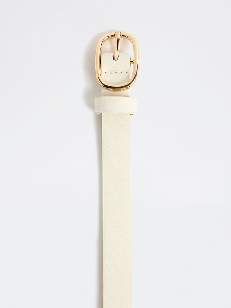 Westside Accessories Off-White Oval-Buckle Belt