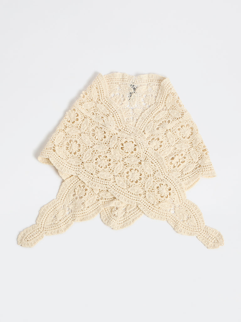 Westside Accessories Off-White Crochet Scarf